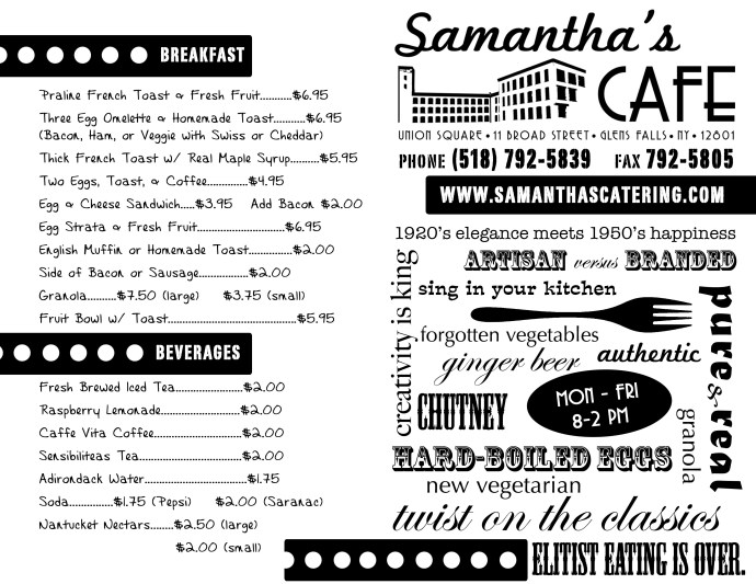 new menu outside