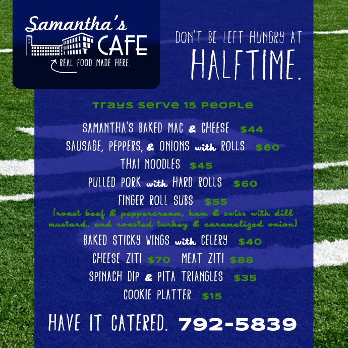 Samantha's Cafe | Football | Glens Falls Super Bowl | Super Bowl Catering Glens Falls