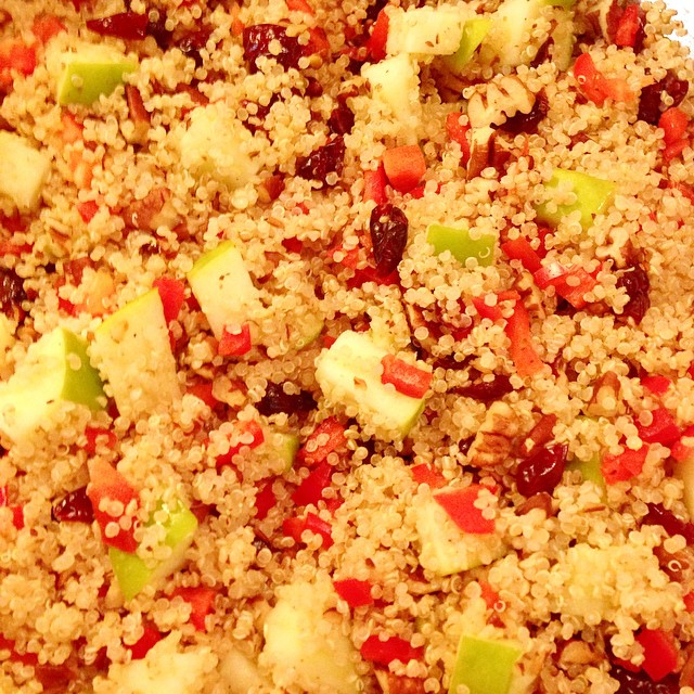 New market salad! Harvest #Quinoa with green apple, dried cranberries, toasted pecans, and a dijon dressing #yum New market salad! Harvest #Quinoa with green apple, dried cranberries, toasted pecans, and a dijon dressing #yum